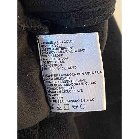 Kristen Blake Plush Fleece Zip Up Jacket Womens Medium Black Velour Cinch Waist - Picture 15 of 16